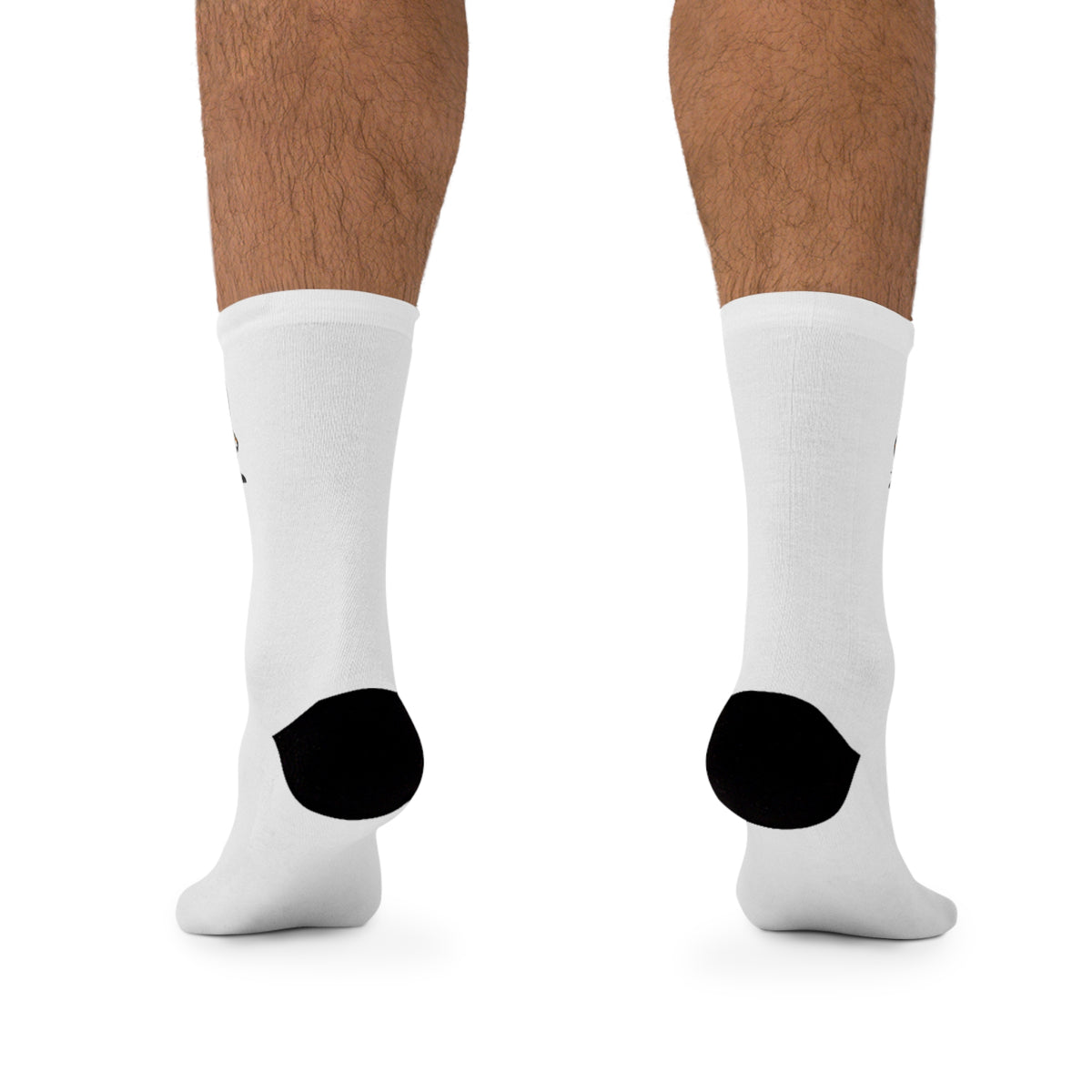 White Recycled Poly Socks with 'Woodleaf' Tiger Logo – Eco Athletic Crew Socks